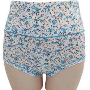 Soft Bamboo Cotton High Rise Panties. sky blue flower Thicker material Panties.